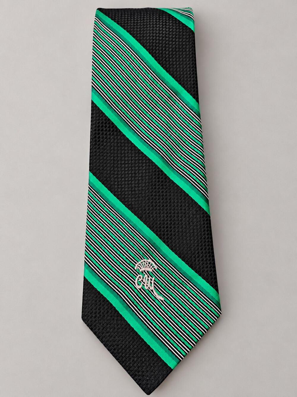 Countess Wara New York Men’s Black and Green Striped Necktie